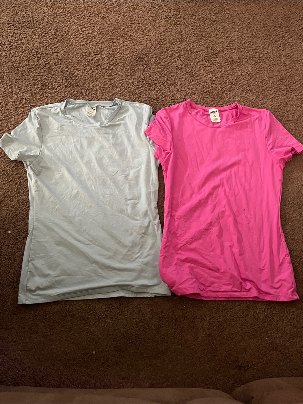 PINK Victoria's Secret Girls Short Sleeve Tees - Hot Pink & Light Blue
